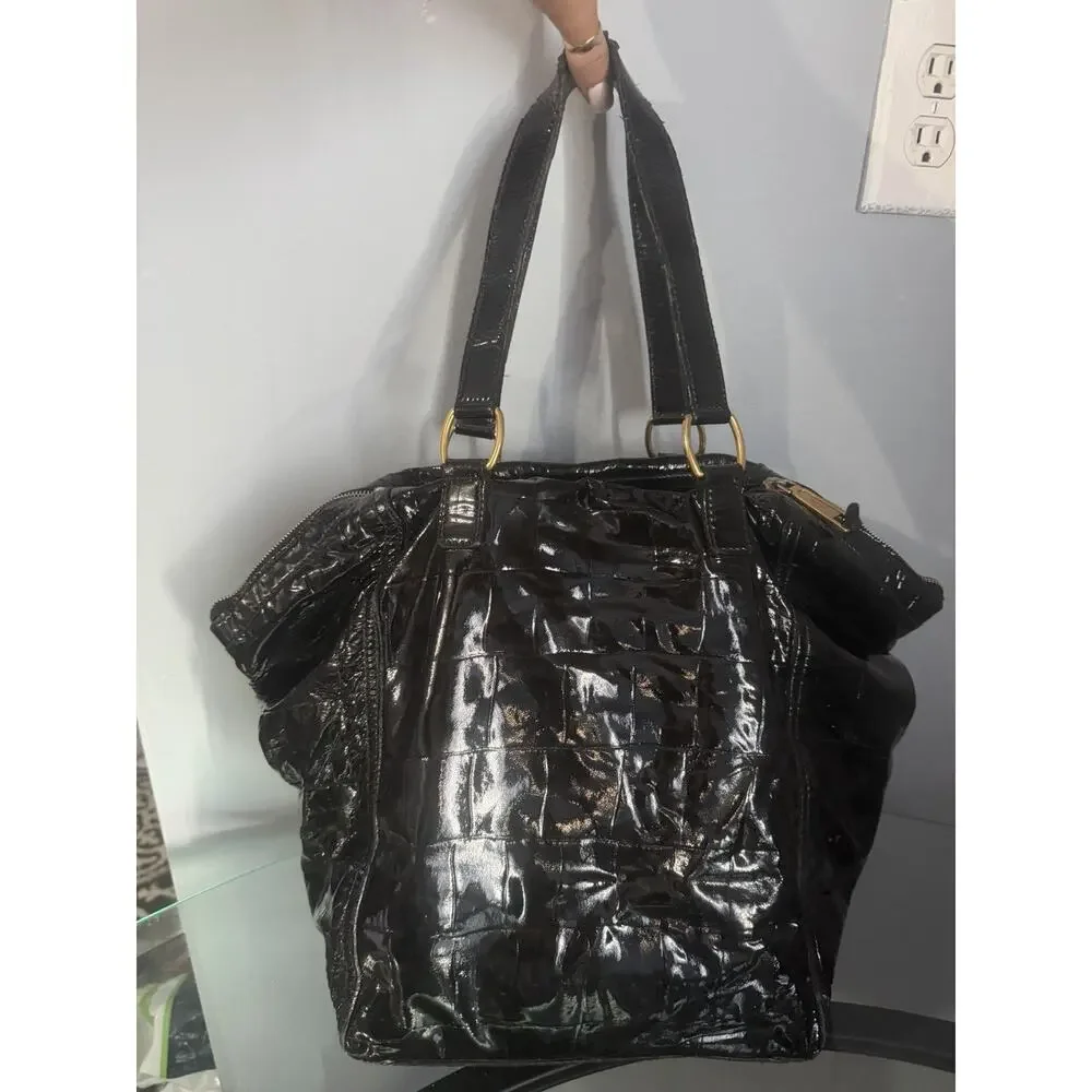 Yves Saint Laurent Rare Downtown Black Patent Leather Tote Bag Hand Bag - Picture 5 of 14